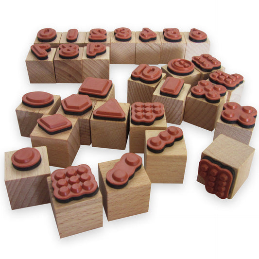 Wooden Stamps: Numbers, Dots & Shapes