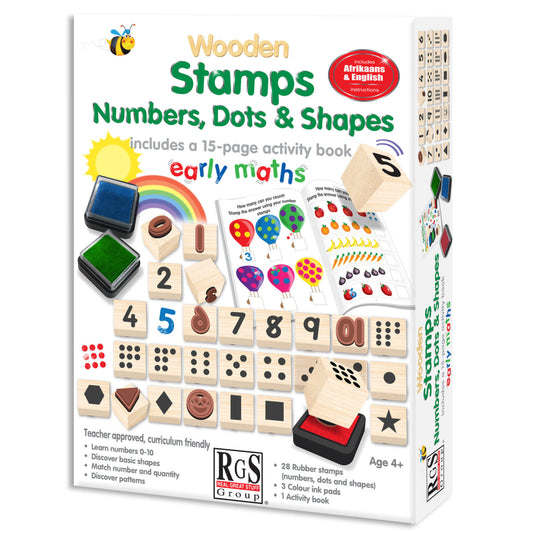 Wooden Stamps: Numbers, Dots & Shapes