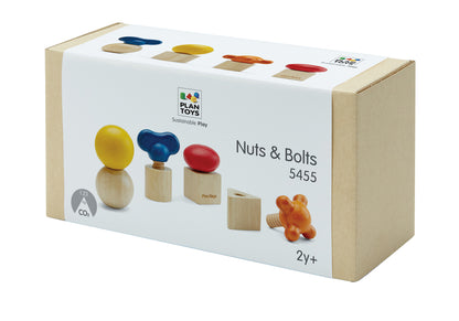 Nuts & Bolts packaged in cardboard box with printed slip cover