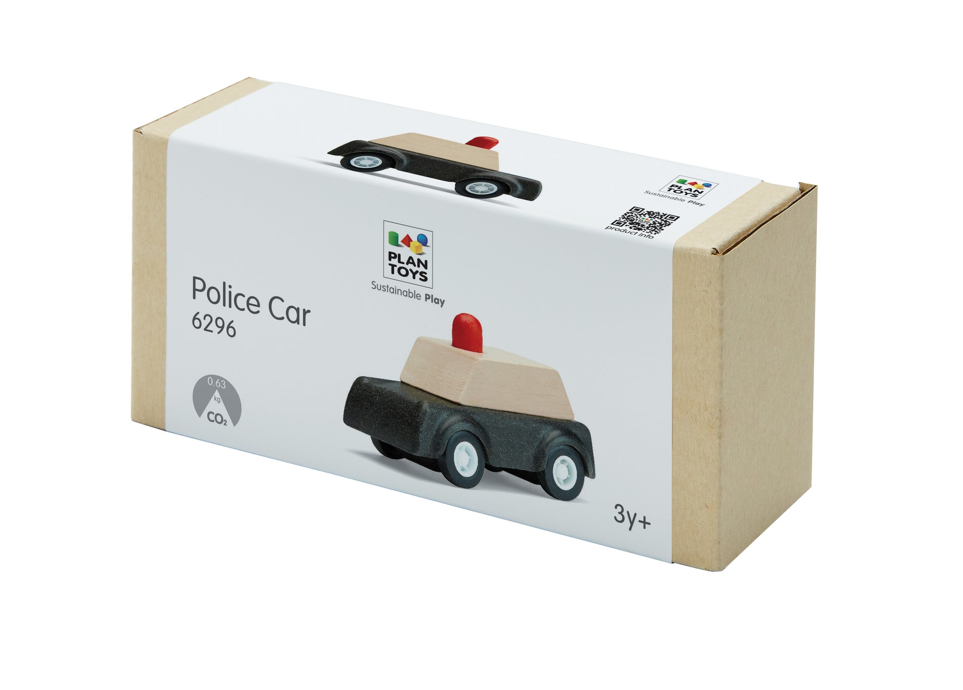 Police car packaged in cardboard box with printed slip cover